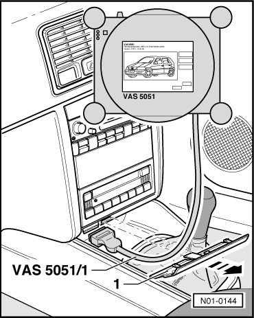 Fahrzeugdiagnosetester anschließen Golf Mj. 1998 - 2003