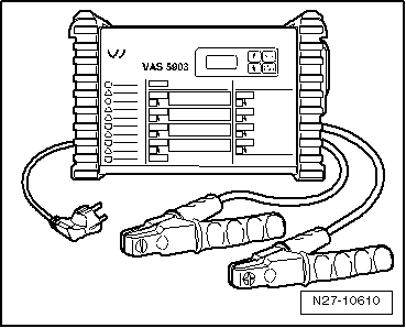 Batterie mit dem Batterie-Ladegerät -VAS 5903- laden