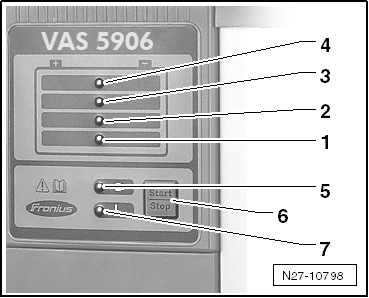 Batterie Laden mit dem Batterie-Ladegerät -VAS 5906