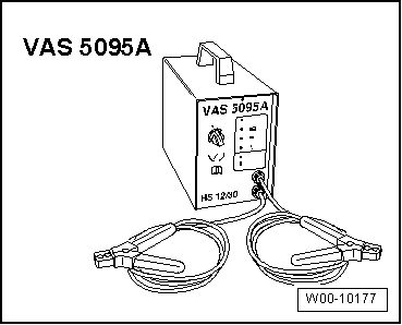 Batterie mit dem Batterie-Ladegerät -VAS 5095 A- laden