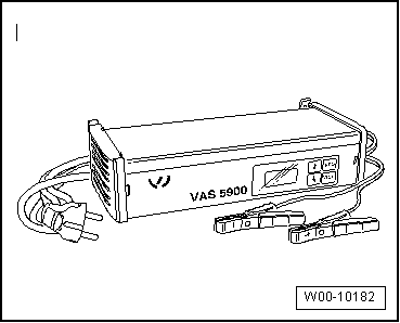 Batterie mit dem Batterie-Ladegerät -VAS 5900- laden