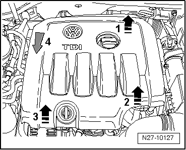 Anlasser aus- und einbauen, 2,0 l TDI-Motor 125 KW, Doppelkupplungsgetriebe (DSG) DQ250-6F