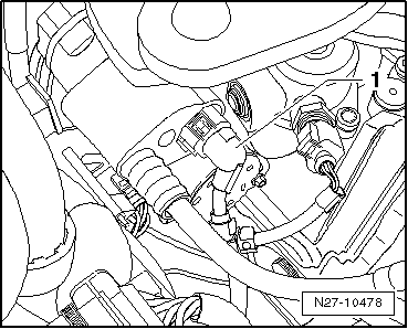 Anlasser aus- und einbauen, 1,4 l TSI-Motor 110 KW (Erdgasmotor), Doppelkupplungsgetriebe (DSG) DQ200-7F