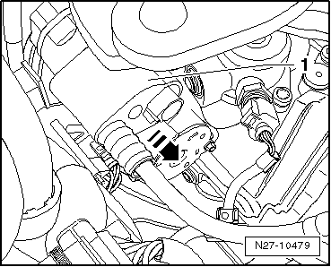 Anlasser aus- und einbauen, 1,4 l TSI-Motor 110 KW (Erdgasmotor), Doppelkupplungsgetriebe (DSG) DQ200-7F