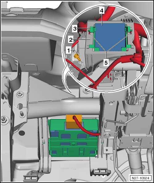 Montageübersicht - Spannungsstabilisator -J532- aus- und einbauen, Linkslenker