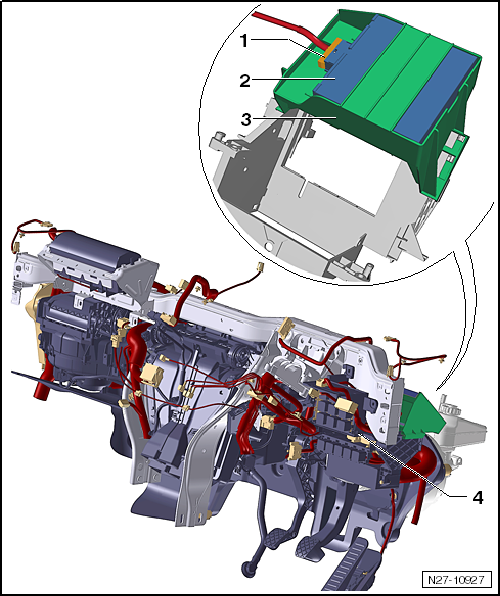 Montageübersicht - Spannungsstabilisator -J532- aus- und einbauen, Rechtslenker