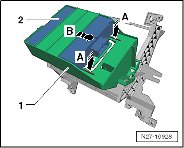 Montageübersicht - Spannungsstabilisator -J532- aus- und einbauen, Rechtslenker