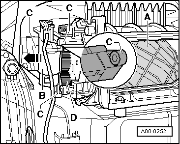 Stellmotor der Frischluftklappe und Umluftklappe -V154- aus- und einbauen