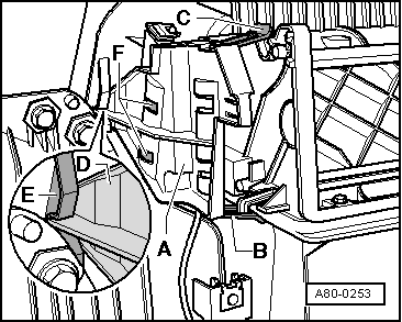 Stellmotor der Frischluftklappe und Umluftklappe -V154- aus- und einbauen