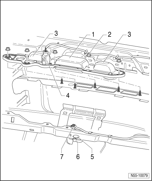 Ver- und Entriegelungsbauteile Heckklappe Montageübersicht