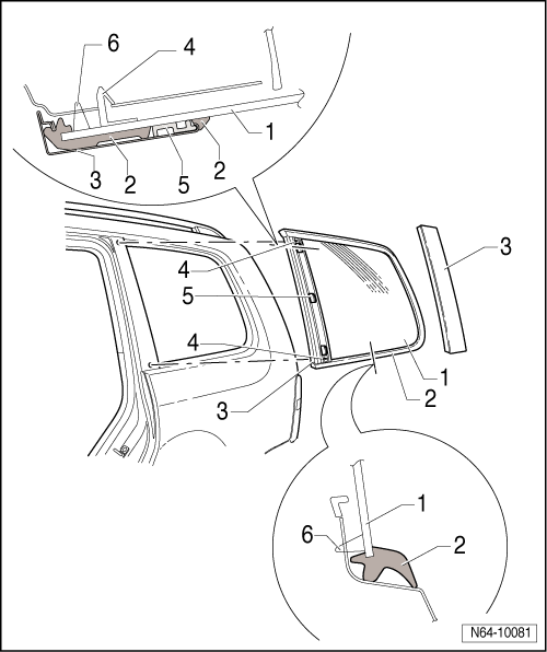 Seitenscheibe hinten- Montageübersicht