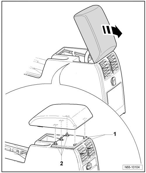 Deckel, Ablagefach, Mittelkonsole, aus- und einbauen (nur Ausstattungsversion 