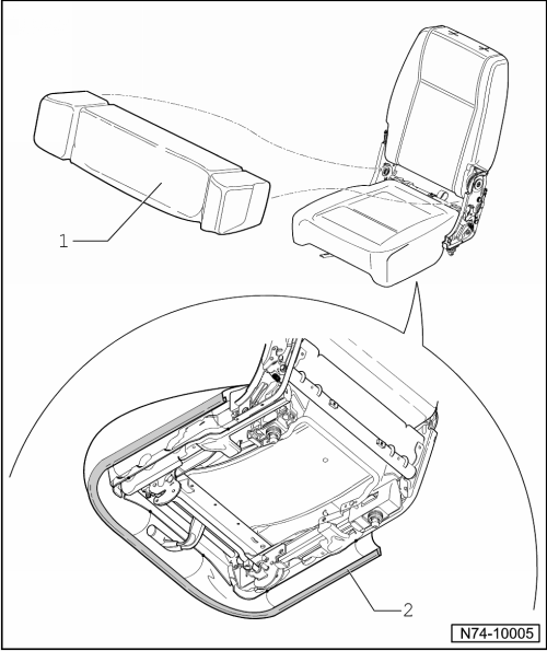 Bezug und Polster, Sitzkissen 2. Sitzreihe, aus- und einbauen