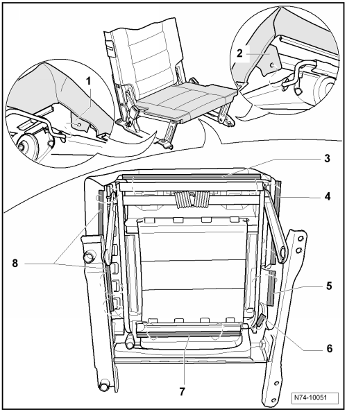 Bezug und Polster, Sitzkissen 3. Sitzreihe, aus- und einbauen