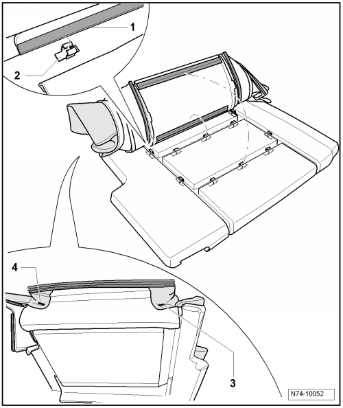 Bezug und Polster, Sitzkissen 3. Sitzreihe, aus- und einbauen