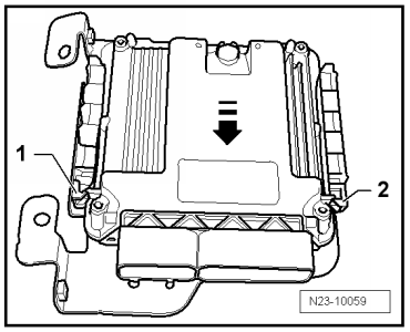 Motorsteuergerät -J623- mit Schutzgehäuse aus- und einbauen, Golf Plus, Touran