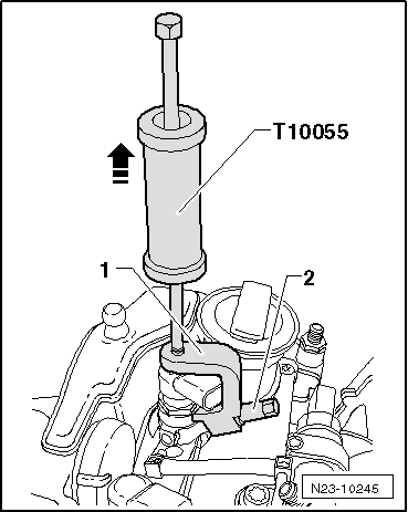 Injektordichtring, in der Zylinderkopfhaube aus- und einbauen