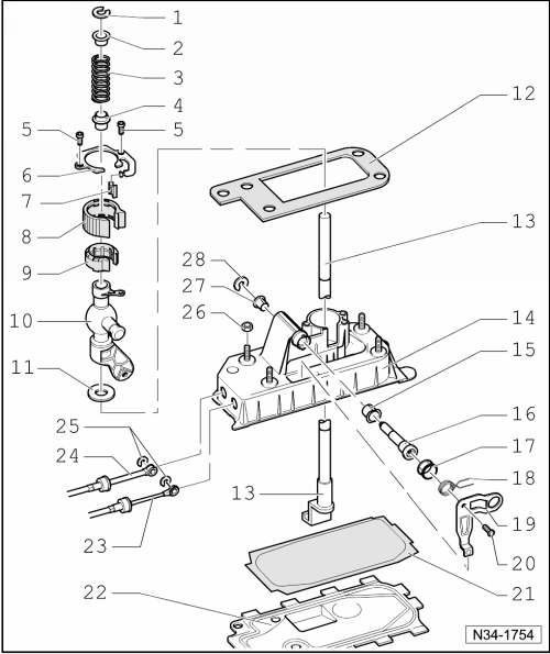 Schalthebel und Schaltgehäuse in Stand setzen (bis 10.06)