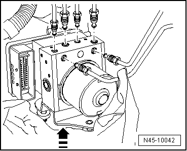 Steuergerät für ABS -J104- und Hydraulikeinheit für ABS -N55- ausbauen