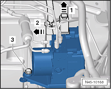 Steuergerät für ABS -J104- und Hydraulikeinheit für ABS -N55- ausbauen