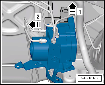 Steuergerät für ABS -J104- und Hydraulikeinheit für ABS -N55- ausbauen