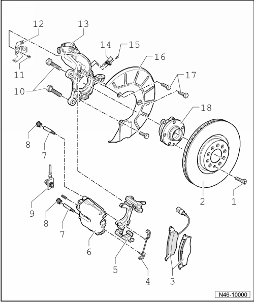 Vorderradbremse instand setzen, Bremssattel FN 3