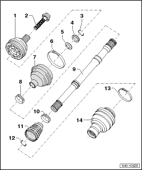 Montageübersicht: Gelenkwelle mit Gleichlaufschiebegelenk VL107 (gesteckt)