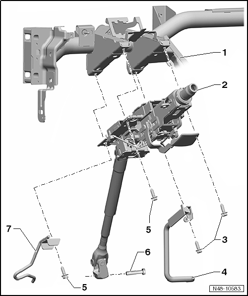 Montageübersicht: Lenksäule, Linkslenker ab Modelljahr 2011