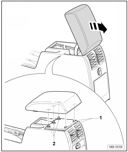 Deckel, Ablagefach, Mittelkonsole, aus- und einbauen (nur Ausstattungsversion