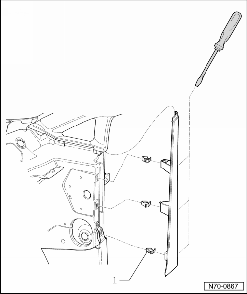 Verkleidung Säule A, Mitte, aus- und einbauen