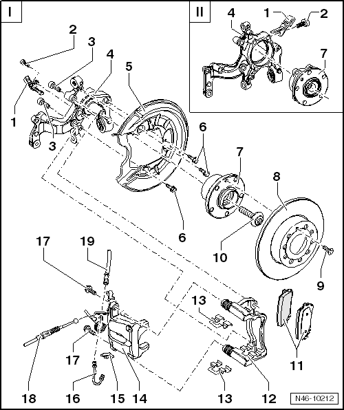 Hinterradbremse CII 41 - Montageübersicht