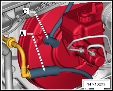 Vakuummessgerät für Bremskraftverstärkung -VAS 6721- anschließen